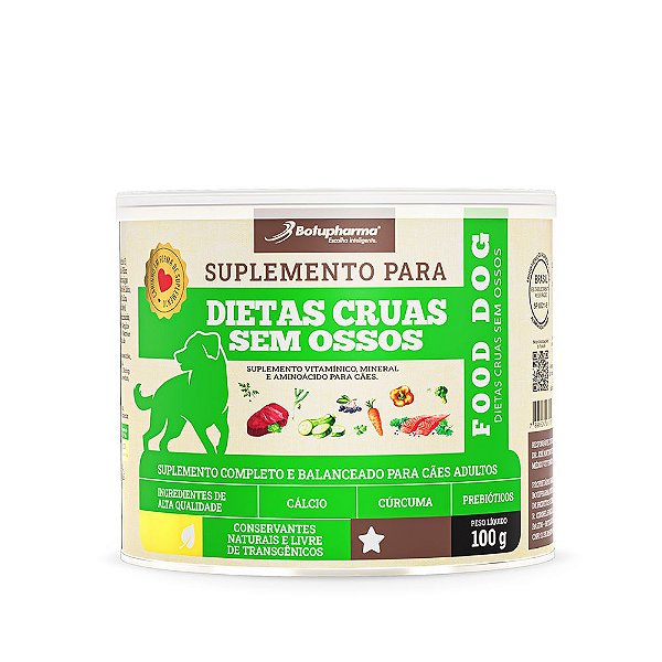 Food Dog Dietas Cruas sem Ossos Suplemento para Cães 100g Botupharma