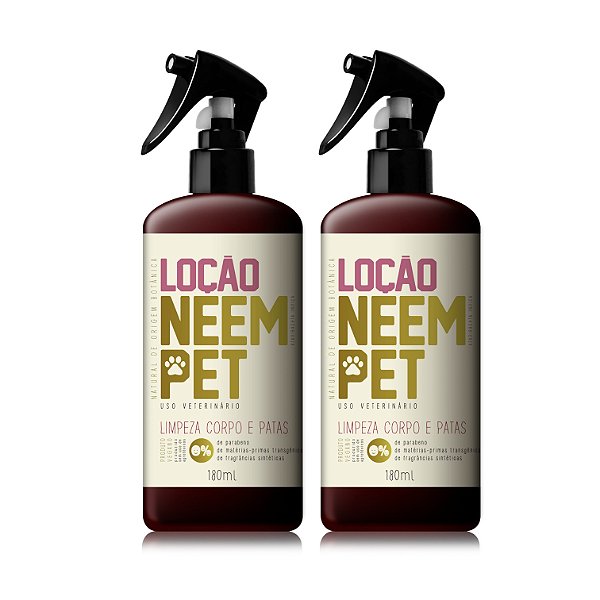 Kit 2 Loção Neem Pet 180g Limpeza para Cachorro e Gato Openeem