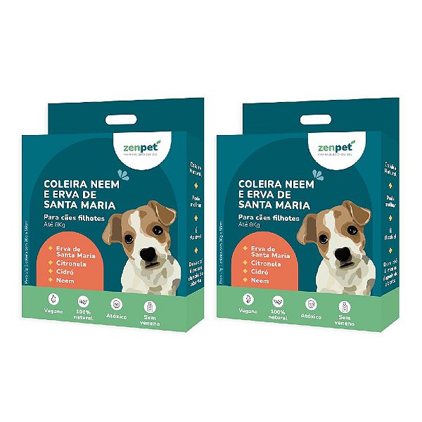 Kit 2 Coleiras Antipulgas Carrapatos Cães Filhotes Zenpet