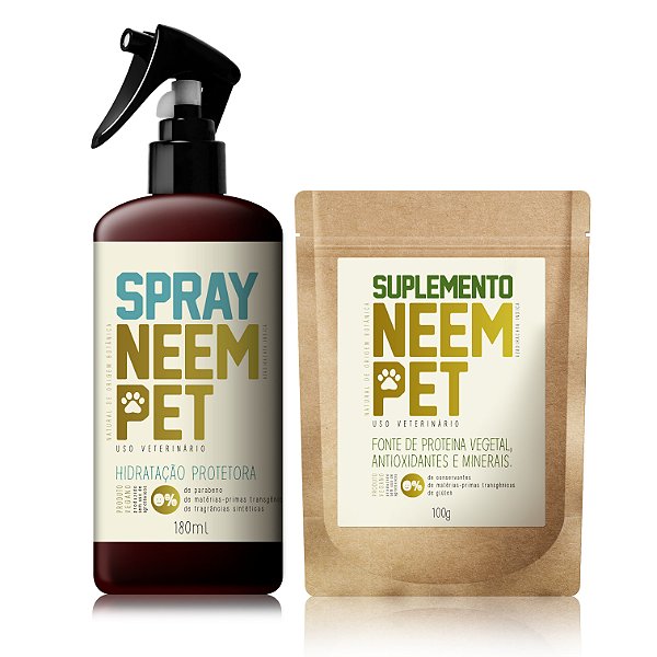 Kit Repelente Spray Neem Pet 180ml e Suplemento para Cachorro Neem Openeem
