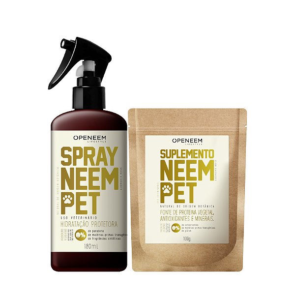 Kit Repelente Spray Neem Pet 180ml e Suplemento para Cachorro Neem Openeem