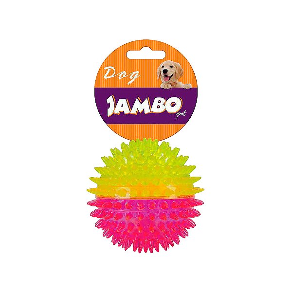Brinquedo para Cachorro Bola Espinho Dual Rosa Amarelo Média Jambo Pet