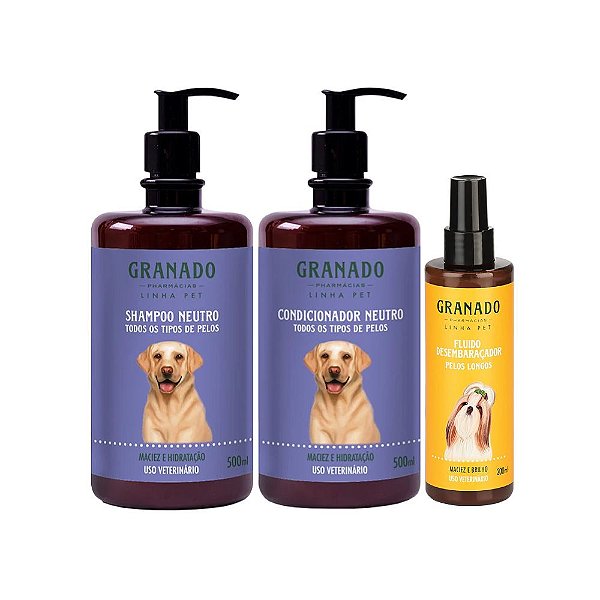 Kit Shampoo Condicionador Desembaraçador Cães Gatos Granado