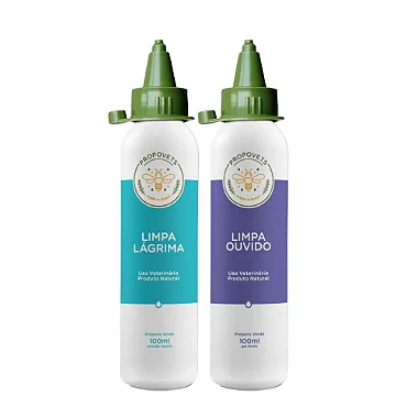 Kit Limpa Ouvidos e Lágrimas Própolis Verde 100ml para Cães e Gatos - Propovets