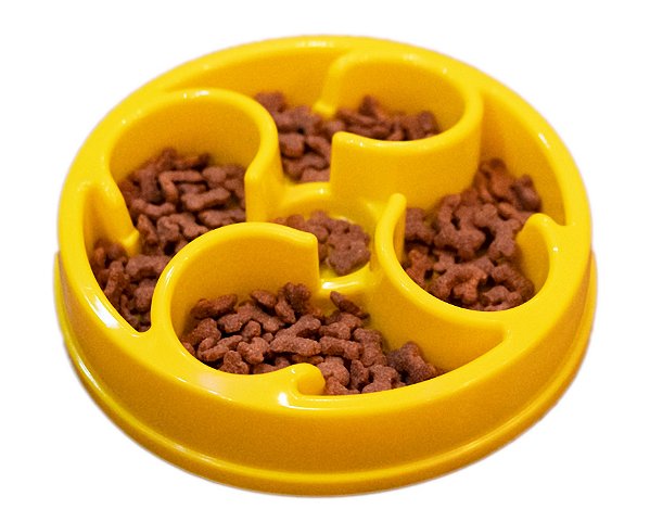 Comedouro Lento para Cães Círculos Amarelo | ÓrienPet