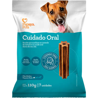 Petisco para Cachorro Snacks Cuidado Oral Pequeno 110g 7un Papaya Pets