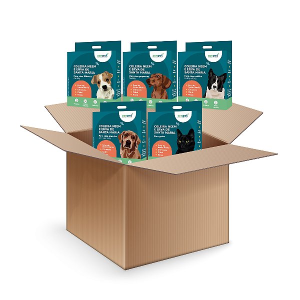Kit 5 Coleira Natural Neem e Erva Santa Maria Cães Gatos Zenpet