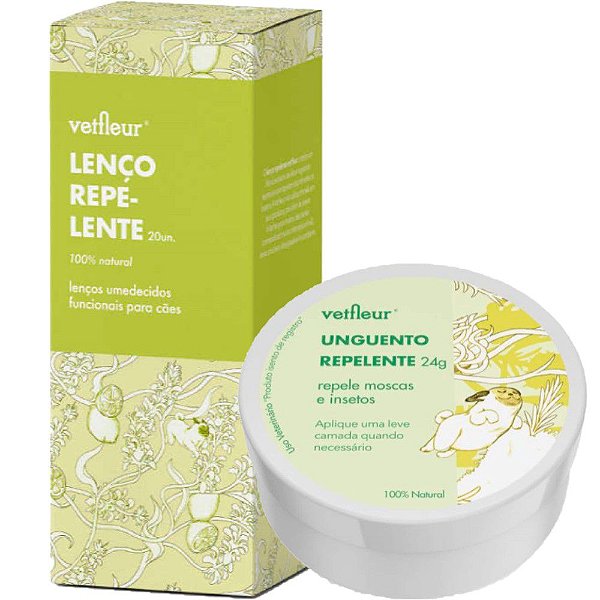 Kit Unguento Cicatrizante 24g e Lenço Repelente para Cães
