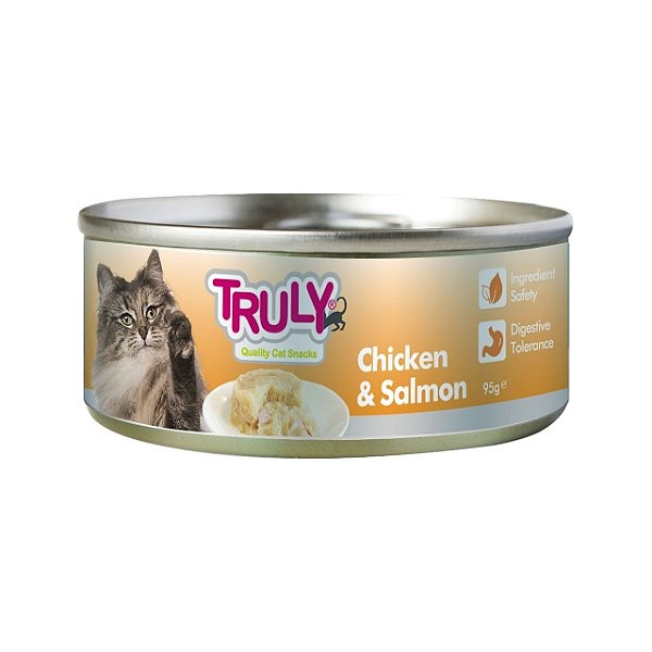 Petisco Enlatado para Gato Sabor Frango e Salmão 95g - Truly