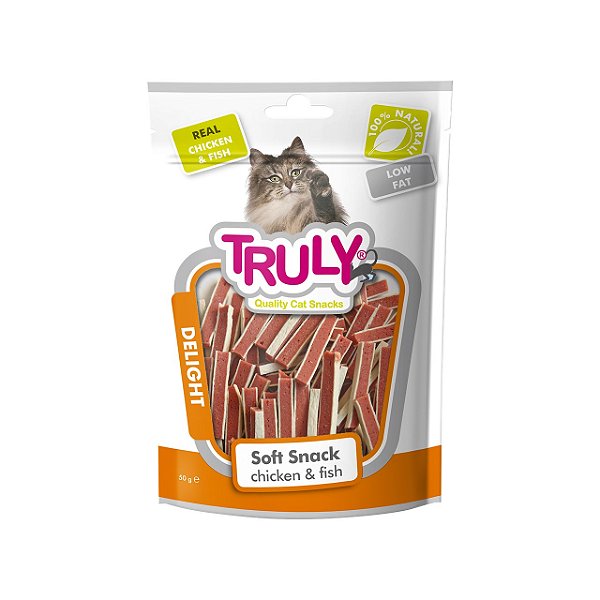 Petisco para Gatos Mini Tiras Frango e Peixe 50g - Truly