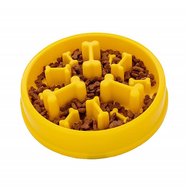 Pote Comedouro Cães Funcional Ossinhos Amarelo ÓrienPet