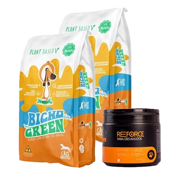 Kit 2 Ração Cães Bicho Green Premium 2,5 kg e Nutroplus Reforce 180g