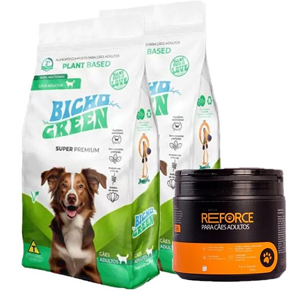 Kit 2 Ração Cães Bicho Green Super Premium 2,5 kg e Nutroplus Reforce 180g