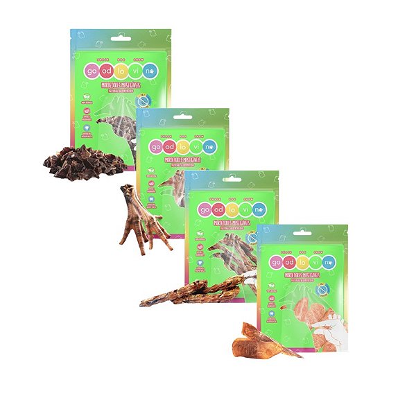 Kit Mordedor Natural Frango para Cães Gatos Sortidos Good Lovin