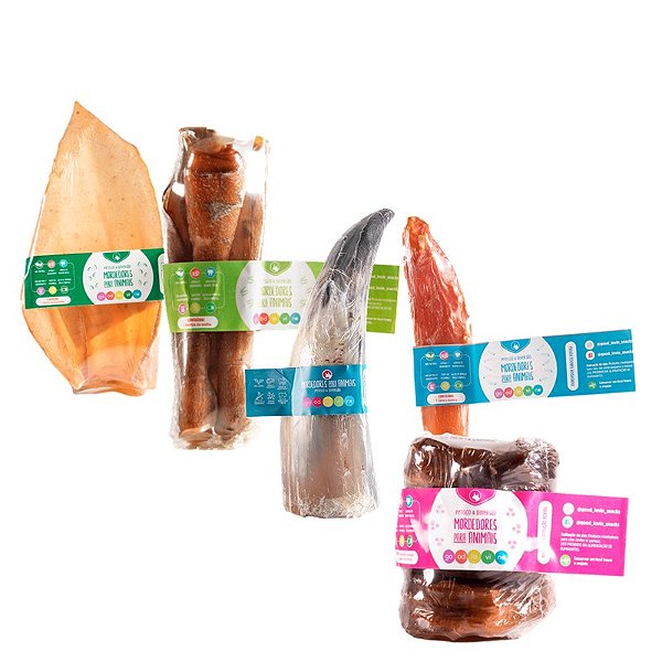 Kit Mordedor Natural Bovino para Cães Gatos Sortidos Good Lovin