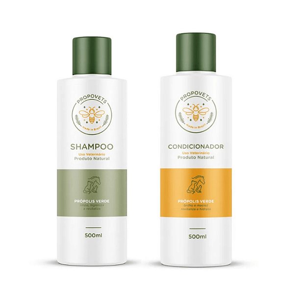 Kit Shampoo + Condicionador Própolis Verde para Cães e Gatos 500ml - Propovets