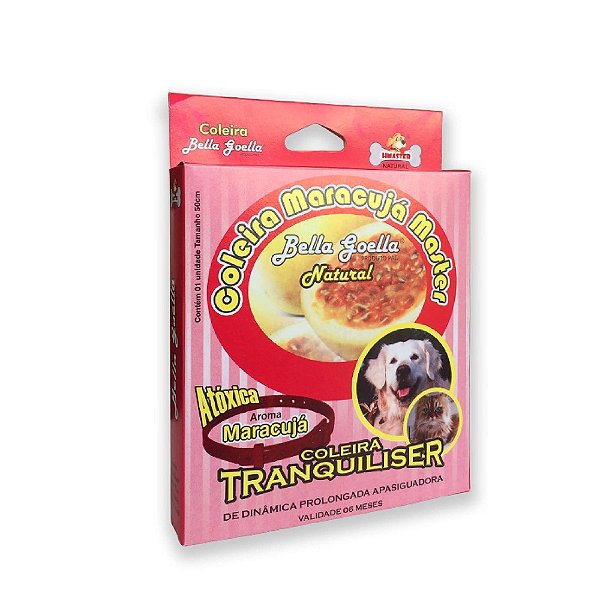 Coleira Natural para Cães Gatos Antiestresse de Maracujá - Bella Goella