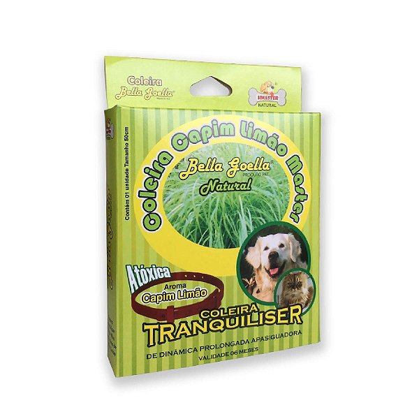 Coleira Natural para Cães Gatos Antiestresse de Capim Limão - Bella Goella