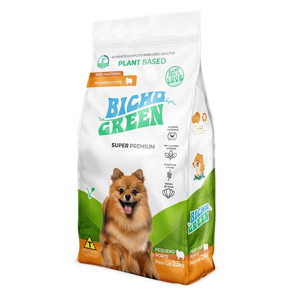 Ração Natural Vegana para Cães Pequeno Porte Super Premium 2,5 kg - Bicho Green