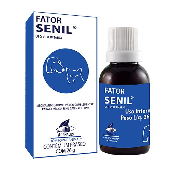 Homeopatia Equilíbrio Mental para Cães e Gatos Idosos Fator Senil 26g - Arenales