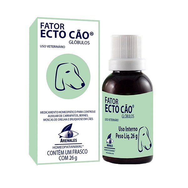Homeopatia Auxiliar contra Pulgas Carrapatos em Cães Fator Ecto Cão 26g - Arenales