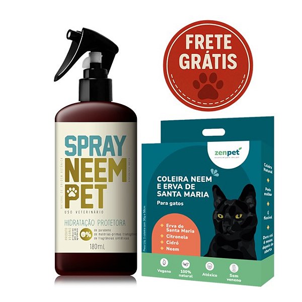Kit Repelente Natural Zenpet | Coleira Zenpet para Gatos + Spray Neem Pet – Frete Grátis Brasil