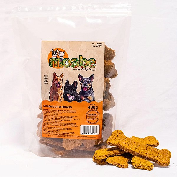 Biscoito Natural Ossinho Sabor Fígado para Cães e Gatos 400g – Moabe