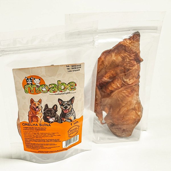 Petisco Natural Orelha Suína Inteira para Cães e Gatos 1 Unidade – Moabe