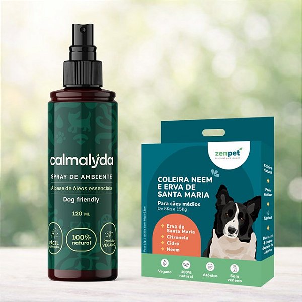Kit Coleira Zenpet Cães Médios + Spray Calmalyda