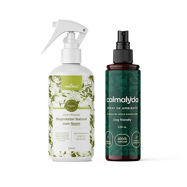 Kit Proteção e Bem-estar Pet | Bioprotetor com Neem e Spray Ambiente Calmalyda | Zenpet