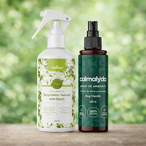 Kit Bioprotetor Neem Vetfleur + Spray Ambiente Pet Calmalyda