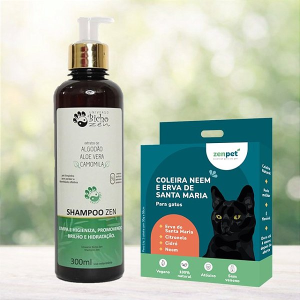 Kit Coleira Zenpet Gatos + Shampoo Zen