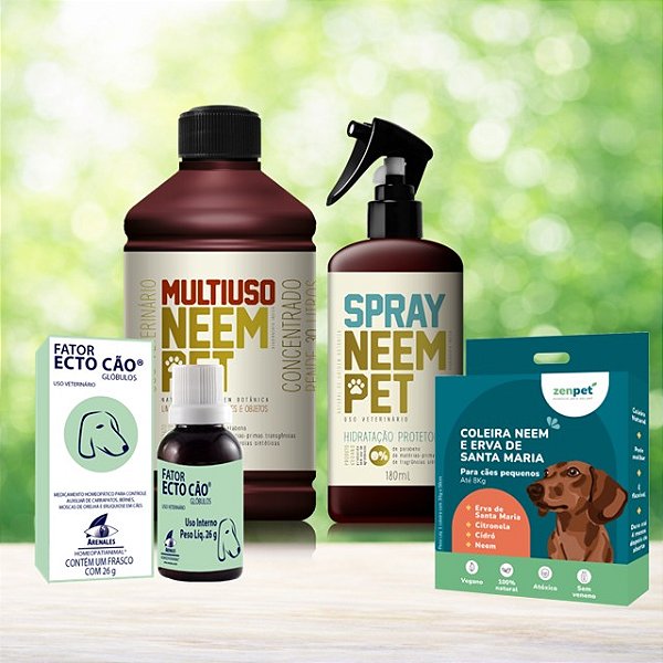 Kit Escudo Natural Completo - Proteção contra Pulgas e Carrapatos para Cães Pequenos - Zenpet