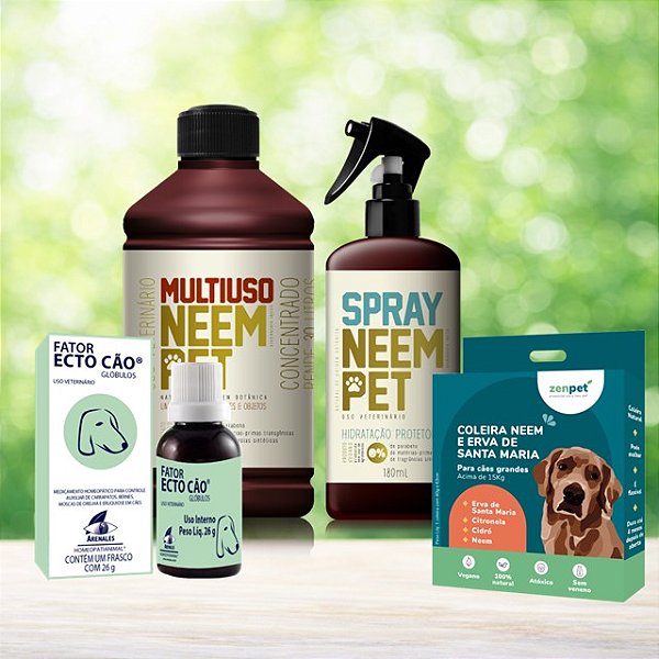 Kit Escudo Natural Completo - Proteção contra Pulgas e Carrapatos para Cães Grandes - Zenpet