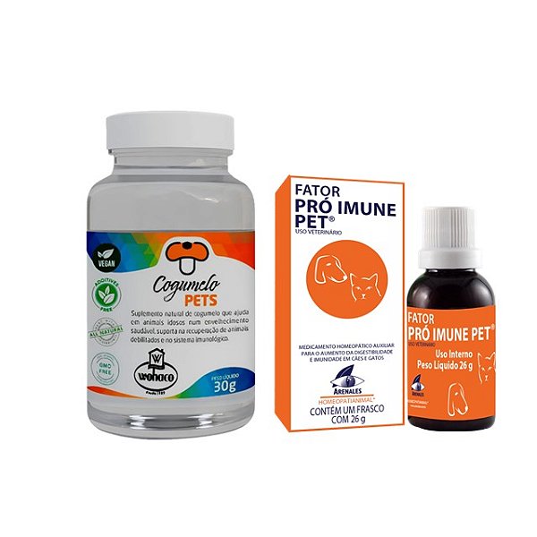 Kit Imunidade Natural para Cães e Gatos | Cogumelo Pets + Arenales Pró-Imune