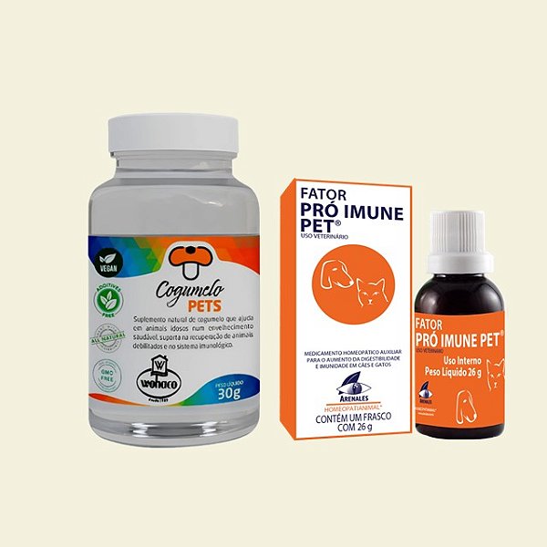 Kit Imunidade Natural para Cães e Gatos | Cogumelo Pets + Arenales Pró-Imune