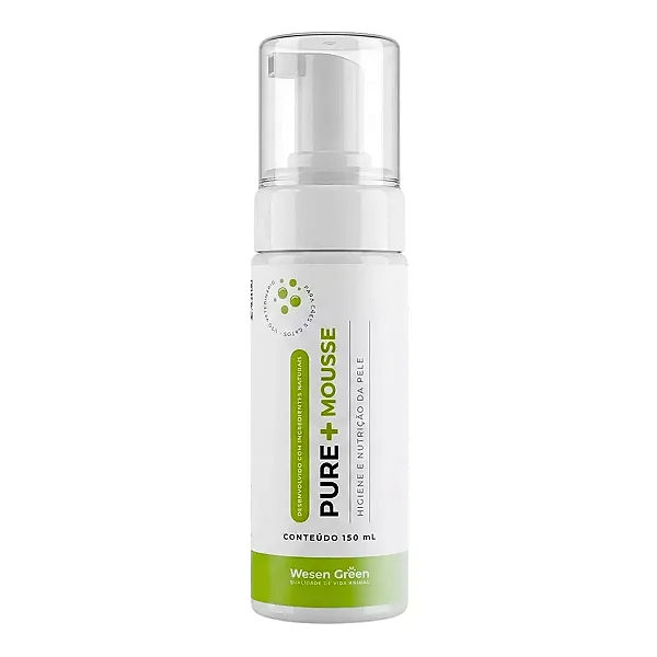 Limpeza a Seco Natural para Cães e Gatos com Pele Sensível Pure Mousse Wesen Green 150m