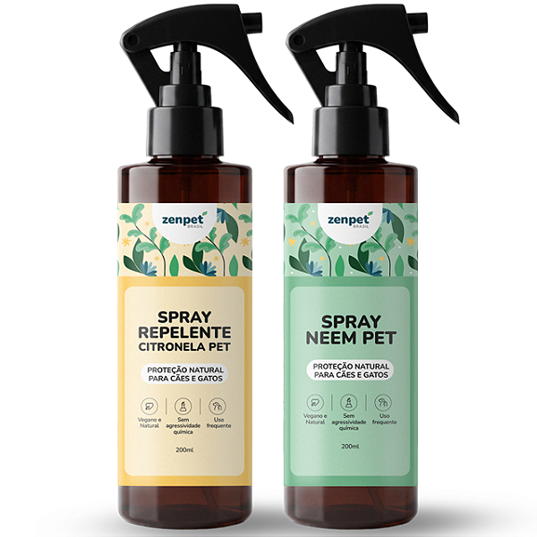 Kit Repelentes Spray Neem Pet e Spray Citronela Pet 200 ml cada | Zenpet