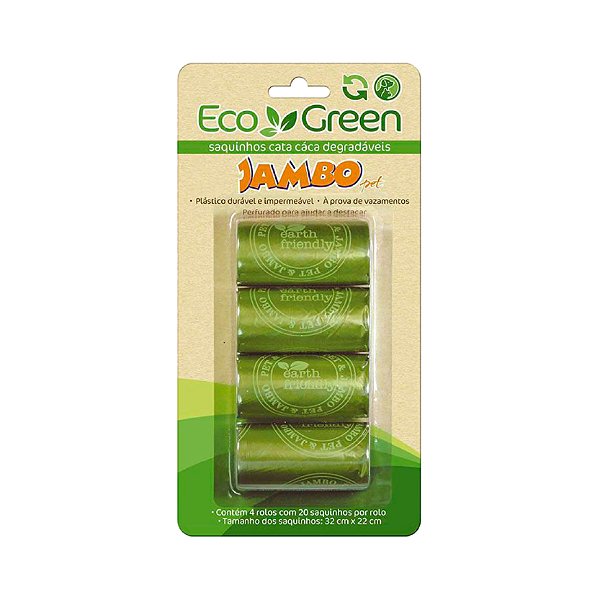 Saquinhos Biodegradável Cata Cáca de Cães Gatos 4 rolos EcoGreen