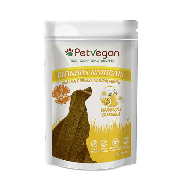 Petisco para Cachorro Bifinho Natural Sem Glúten Maracujá Camomila 300g PetVegan