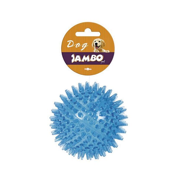 Brinquedo para Cães Bola Borracha Espinho Som Dogs Azul Grande Jambo Pet