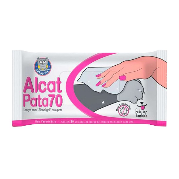 Lenço para Cachorro Umedecido Álcool Gel para Pets Alcat Pata 70 CatMyPet