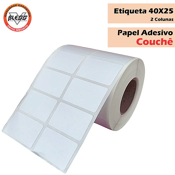Etiqueta Couchê 40x25  2 Colunas - 10 rolos