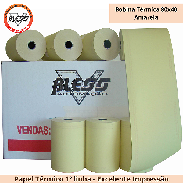 Bobina Térmica 80x40 - 30 Rolos - Amarela