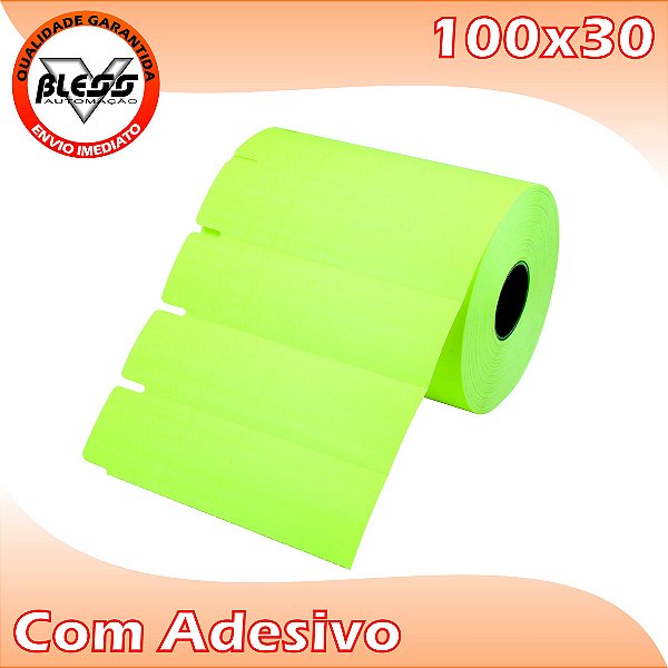 Etiqueta Gôndola 100x30 Amarelo Fluorescente adesivo - 5 Rolos