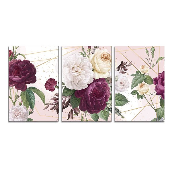 Quadro Em Canvas Flores Aquarela Peonia Oppen House Sua Casa Sua Cara