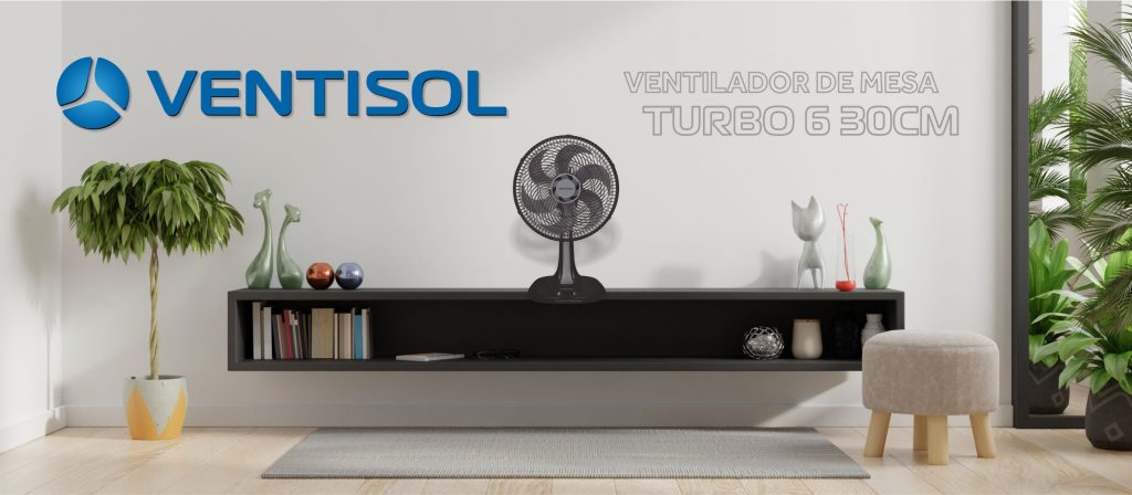 Ventilador Ventisol De Mesa Turbo 30 cm Premium-Azul