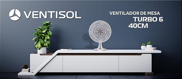 Ventilador Ventisol De Mesa Turbo 40 cm Premium- Branco cz