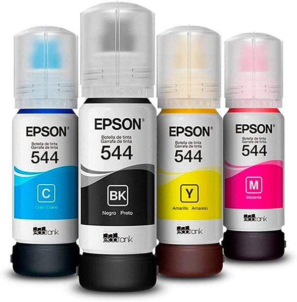 Kit 4 cores Refil Tinta Epson T544 Original L3110 L3150, selo de  originalidade, lacrado - Impressoras, Cartuchos, Toners, Informática,  Caixinha de Som, Fones!