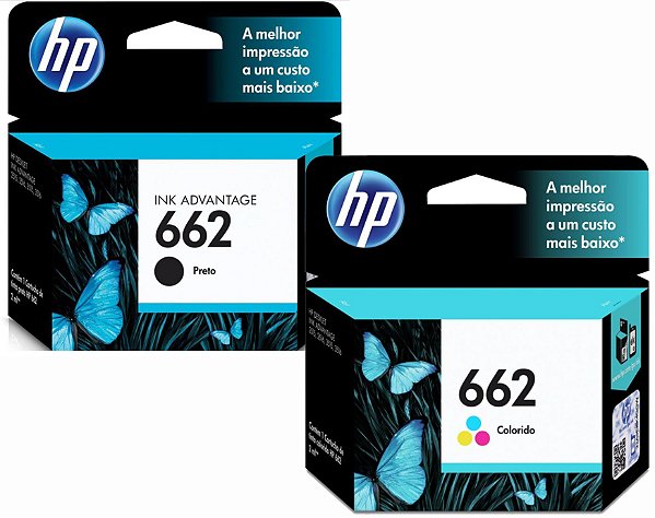 Combo Cartucho de Tinta HP 662 Preto + Colorido Advantage Originais